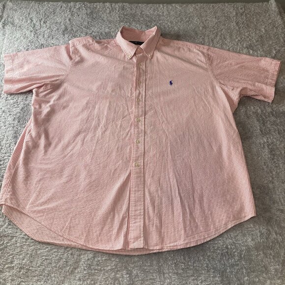 Ralph Lauren Men’s Classic Fit Size XXL Short Sleeve Button Down Stripe Shirt - Picture 1 of 7
